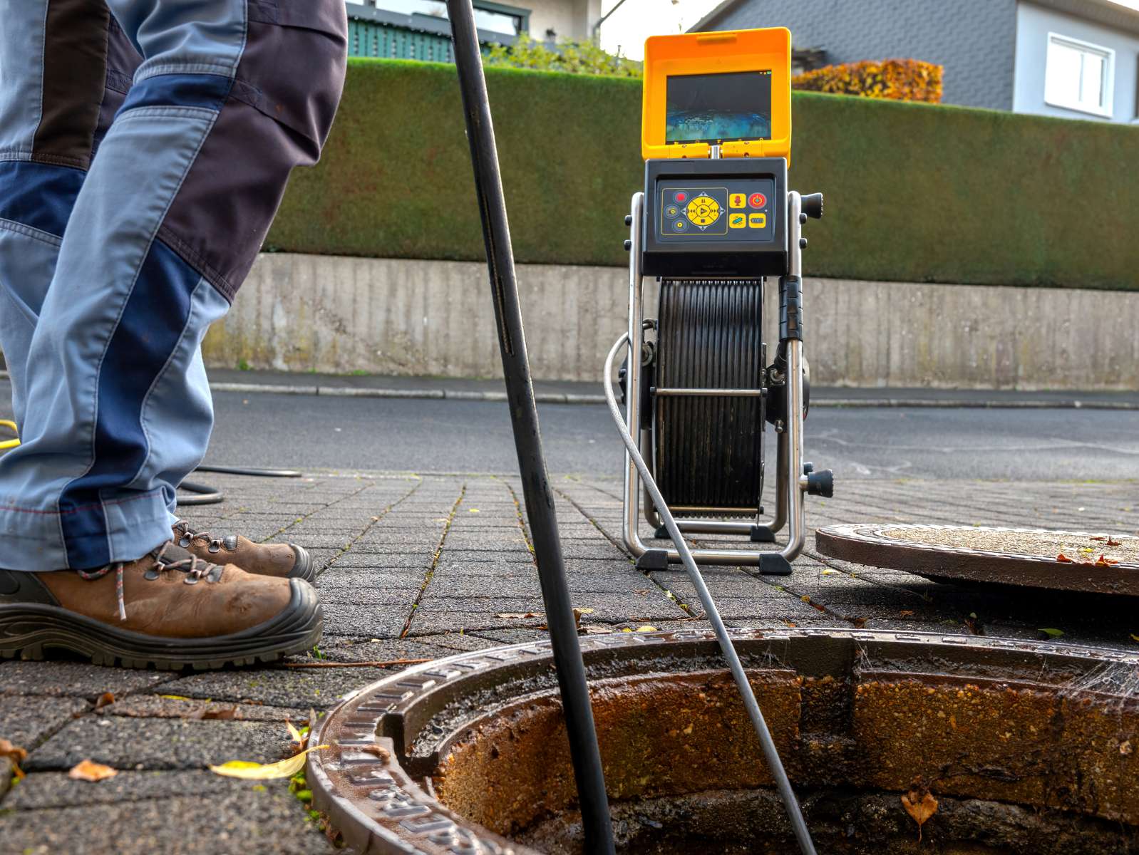 CCTV camera inspecting a drain