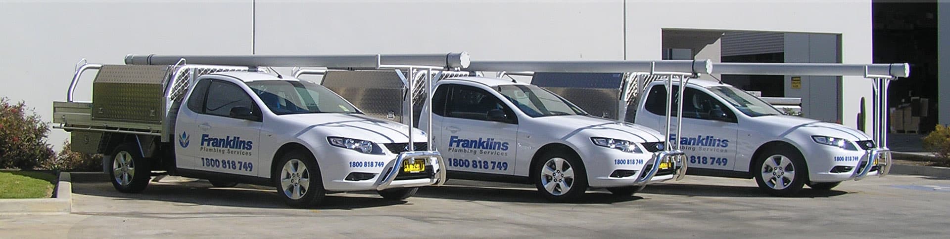 Franklins Plumbing Services utes parked outside the office